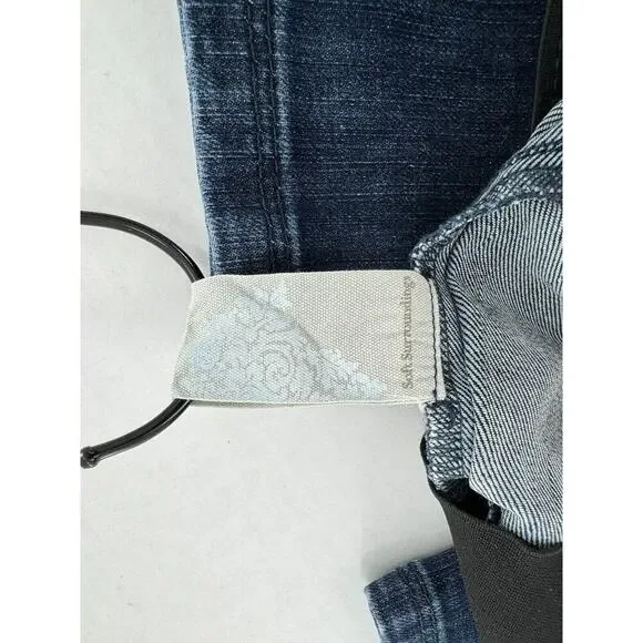 Soft Surroundings Size PM Denim Pull On Relaxed Straight Jeans Dark Slimming - Picture 7 of 15